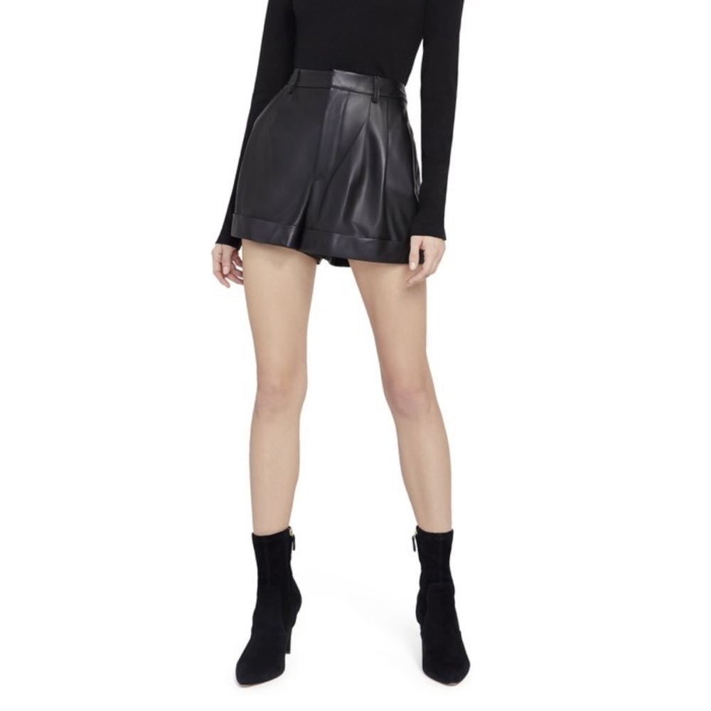 Alice and Olivia Black Leather Shorts